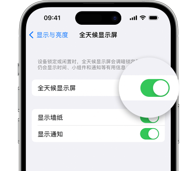 滦平苹果15预约维修分享iPhone15如何设置全天候显示屏幕可见 